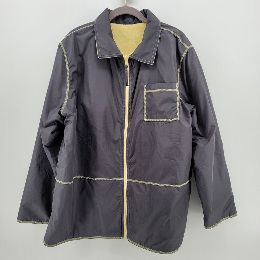 Susan Graver Reversible Gray Nylon & Yellow Fleece Jacket XL Women's